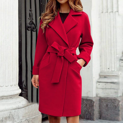 Damenbluse Knielang mit Gürtel Elegantes Design