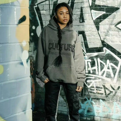 Streetwear Hoodie Strass Steine Schwarz - Norvielle
