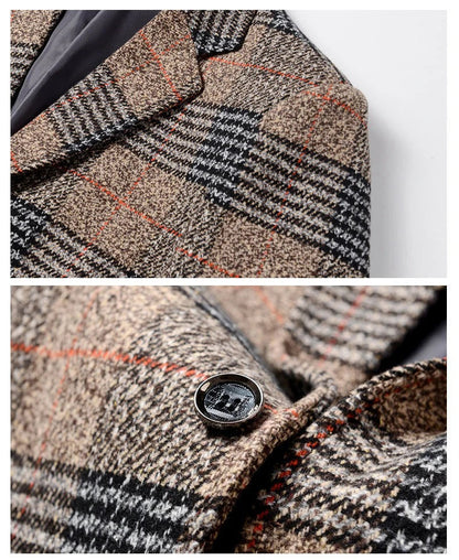 Herren Blazer Slim Fit Tweed Elegant dunkelgrau