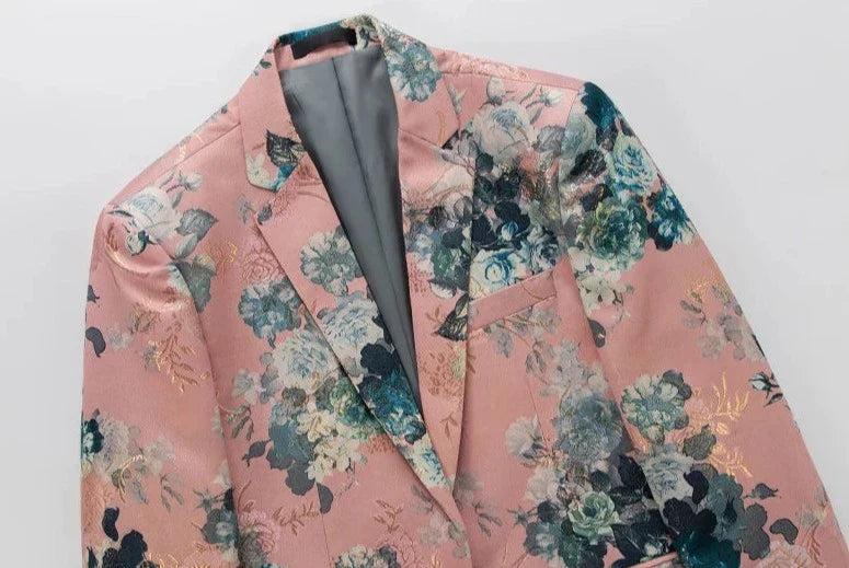 Herren Blazer Blumenmuster Elegant