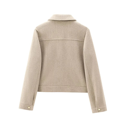 Damen Freizeitjacke Wollmix Reißverschluss Warm