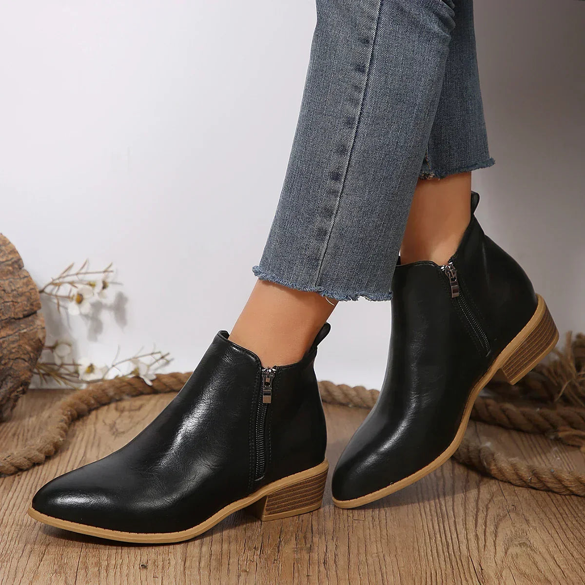 Damen Ankle Boots Lässig Frühling Reißverschluss