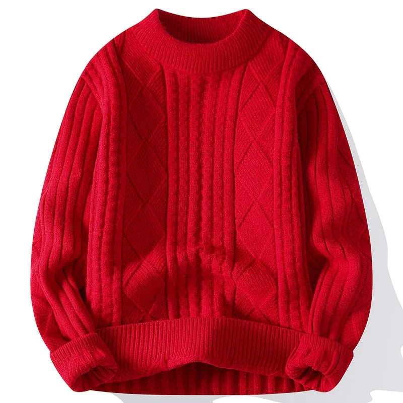 Herren Pullover Langarm Diamantmuster