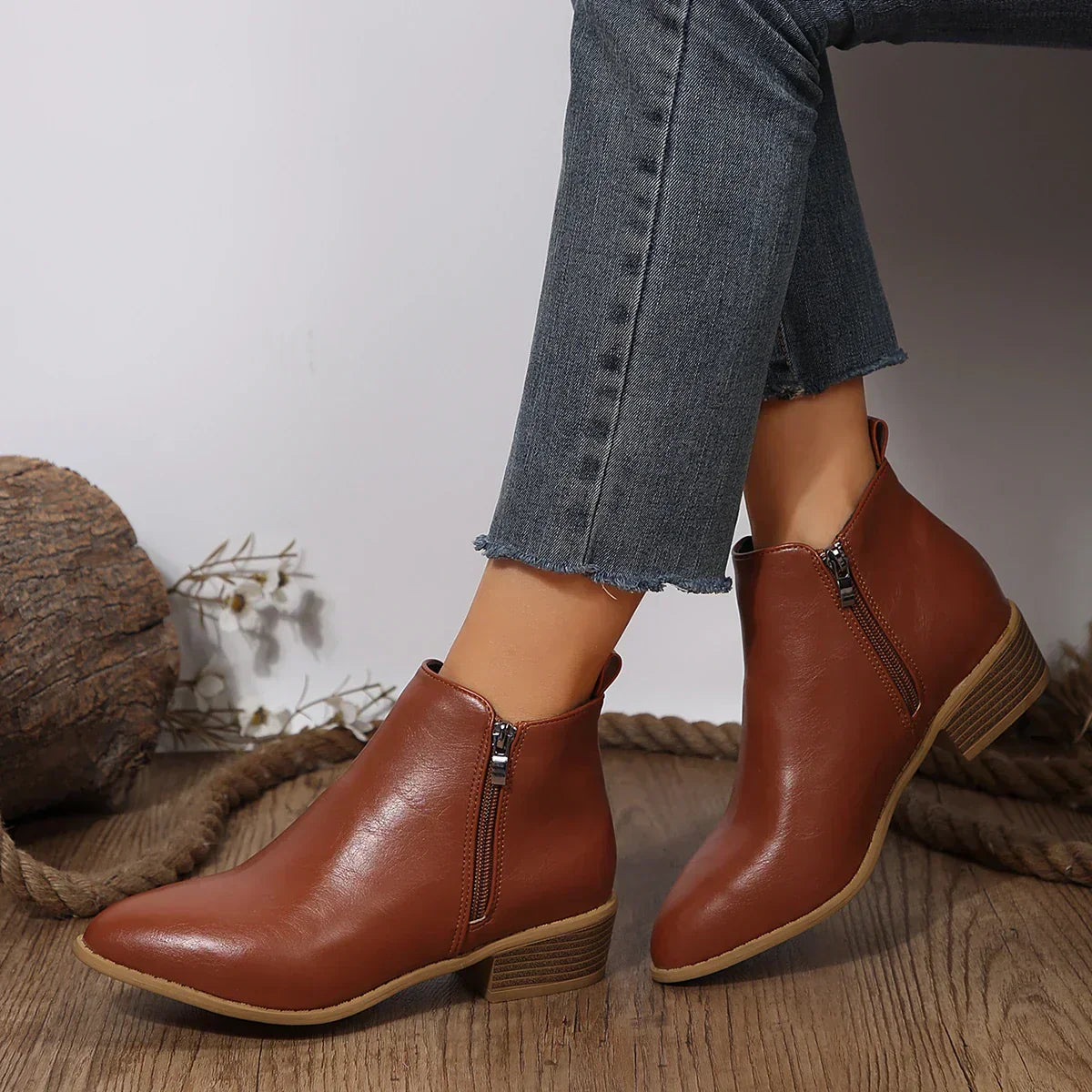 Damen Ankle Boots Lässig Frühling Reißverschluss