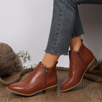 Damen Ankle Boots Lässig Frühling Reißverschluss