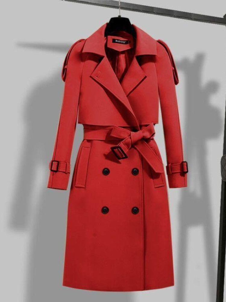 Damen Trenchcoat Modern Gürtel Schal