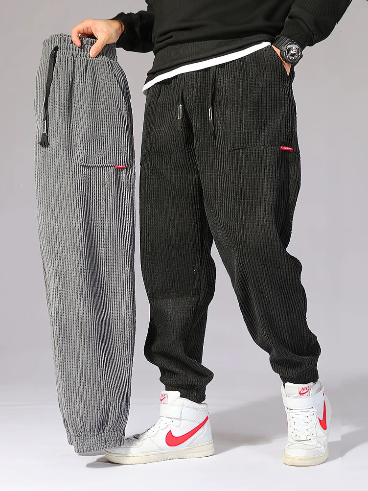 Herren Jogginghose Elastischer Cord Stoff Weite Bequem - Norvielle