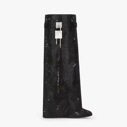 Noarè High-Fashion Boots in Schwarz mit Kristalloptik
