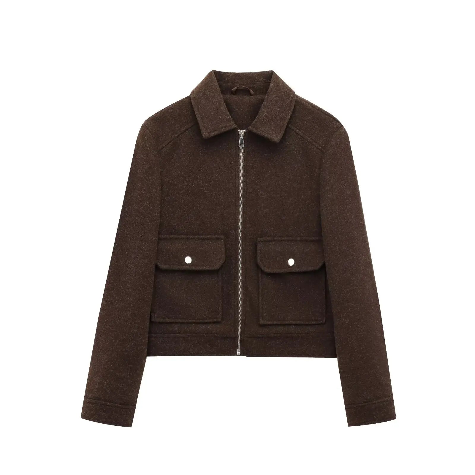 Damen Freizeitjacke Wollmix Reißverschluss Warm - Norvielle