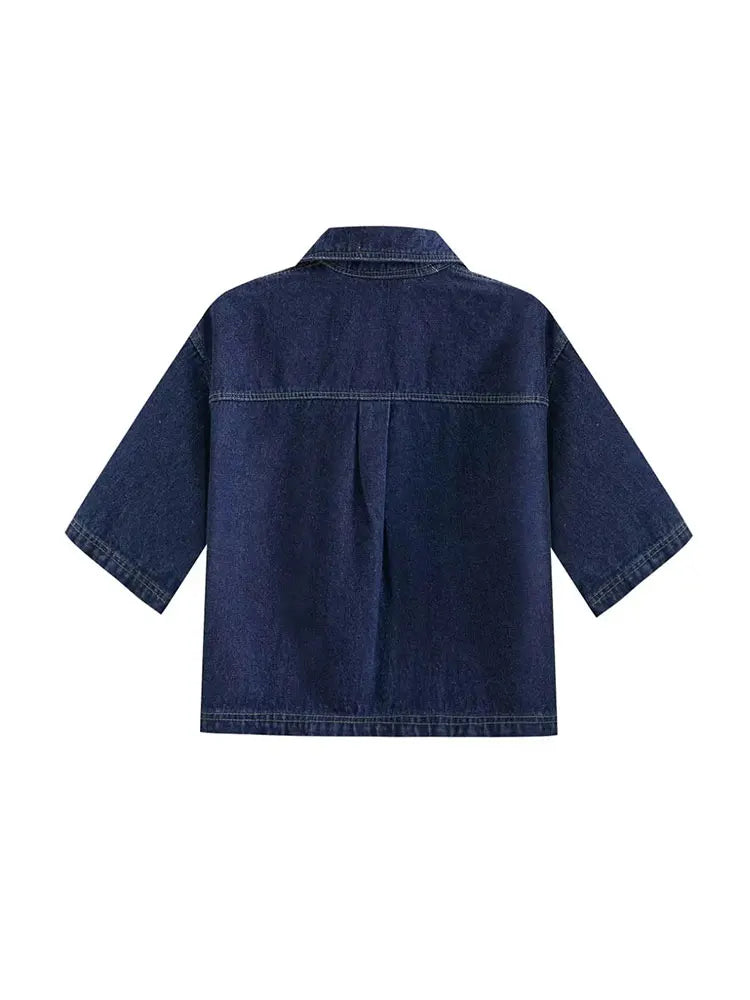 Damen Jeans Set Kurzarmjacke Mini-Rock