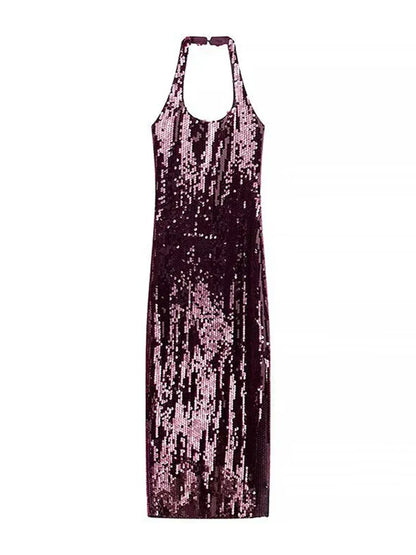 Bordeaux Pailletten Kleid für Gala und Partys
