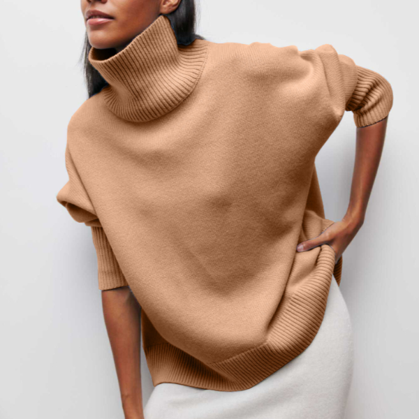 Oversized Damen Rollkragenpullover Weiches Strickmaterial - Norvielle