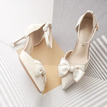 Damen Stilettos Spitz Schuhe mit hohem Absatz und Fliege