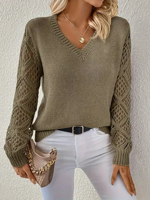 Damen Strickpullover V-Ausschnitt Modern