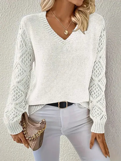 Damen Strickpullover V-Ausschnitt Modern