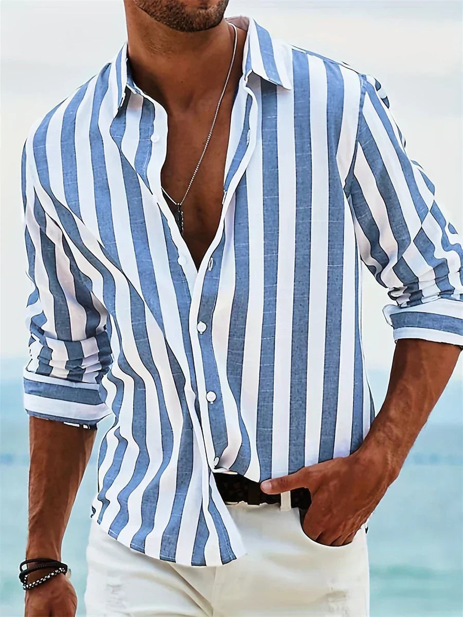 Herren Hemd Streifen Button-Down Casual - Norvielle