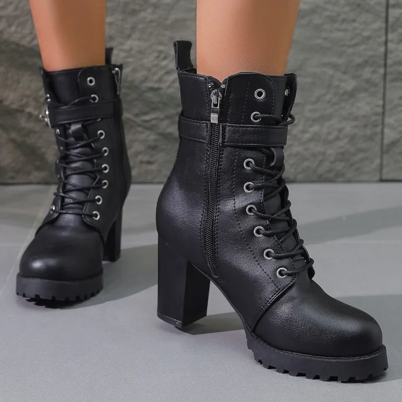 Damen Schnürstiefeletten Schnalle