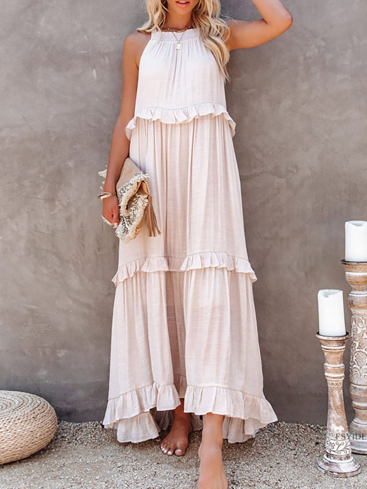Damen Sommerkleid Geschnürt Modern Pastellfarben