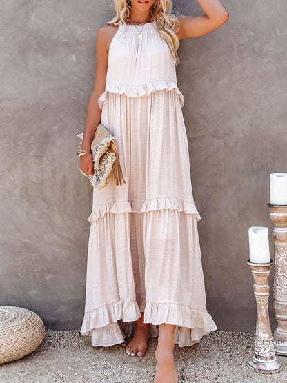 Damen Sommerkleid Geschnürt Modern Pastellfarben