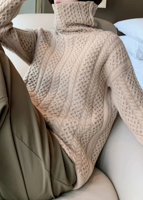 Weicher Damen Strickpullover Rollkragen Warm Chunky