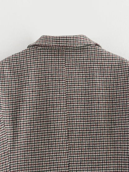Damen Blazer Kariert Oversized Klassisch