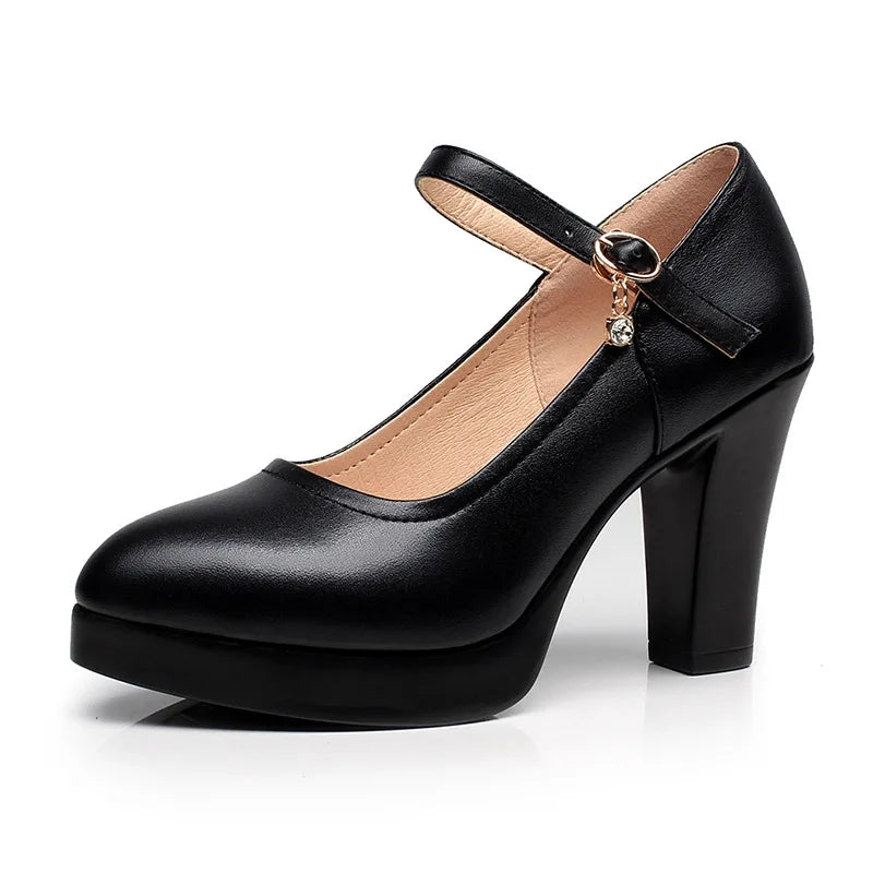 Damen Pumps Plateauabsätze Leder