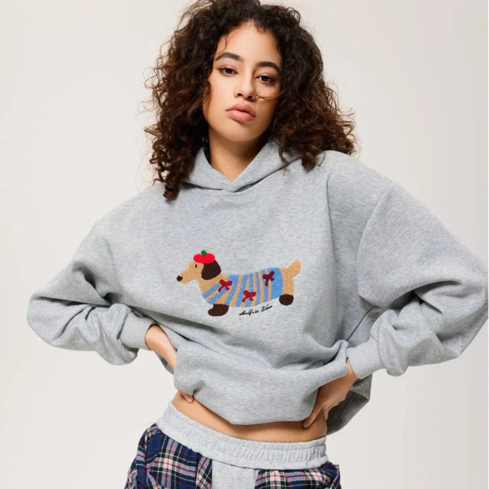 Dackel Hoodie Weich Bequem Mit Stickerei - Norvielle