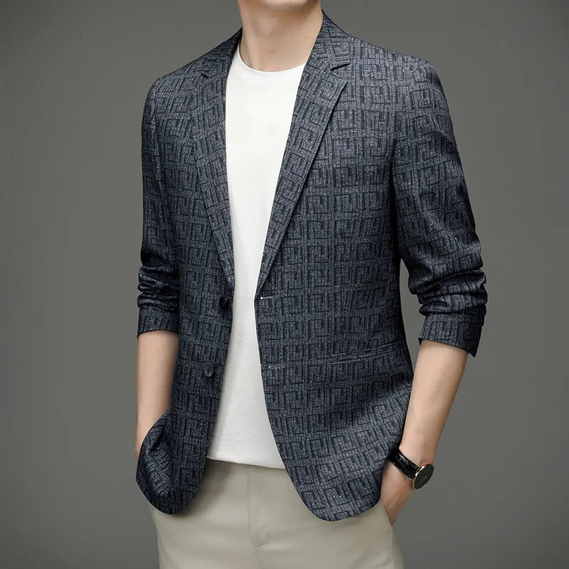 Herren Blazer Schmal Geometrisches Muster Modern