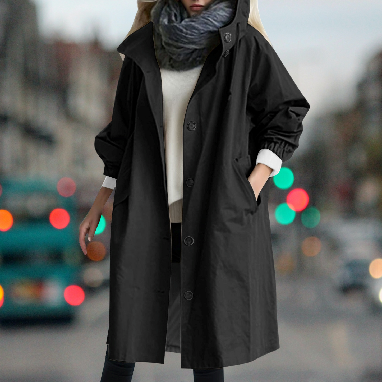 Damen Trenchcoat Wasserdicht Warm