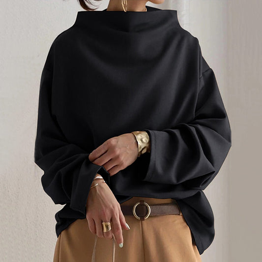 Damen Langarmshirt High Neck Elegantes Oberteil - Norvielle