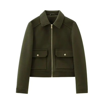Damen Freizeitjacke Wollmix Reißverschluss Warm