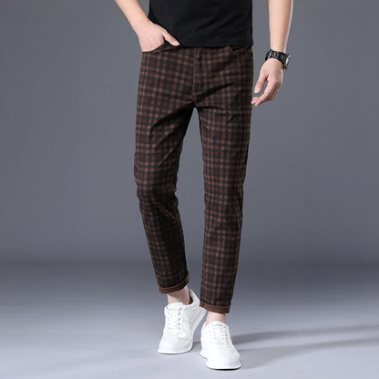 Herren Slim-Fit-Hosen Kariert Schwarz-Grau - Norvielle