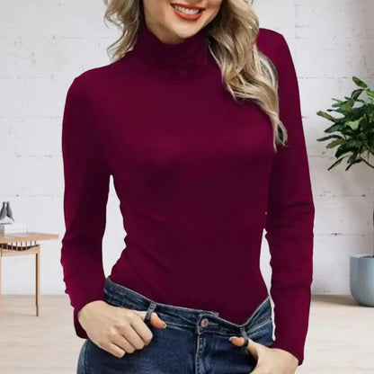 Damen Rollkragen Pullover Dehnbar Slim Fit Langärmlig - Norvielle
