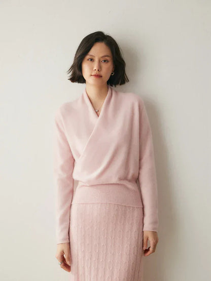 Damen Wickelpullover Überkreuzdesign aus Kaschmir Modern