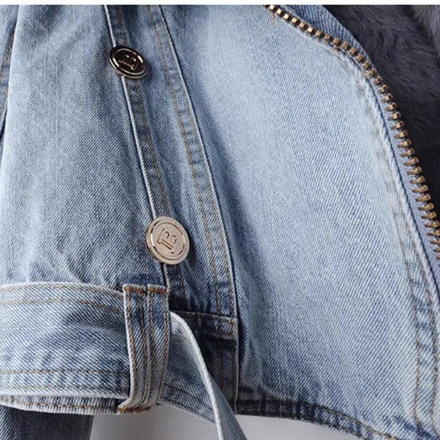 Damen Denimjacke Trendy Modern Blau