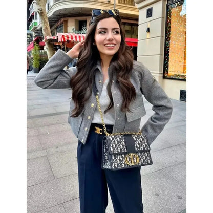 Damen Kurzjacke Modern mit Knopfleiste