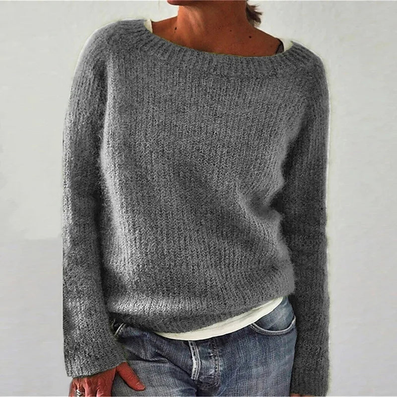 Strickpullover Damen Halsweite Loser Fit