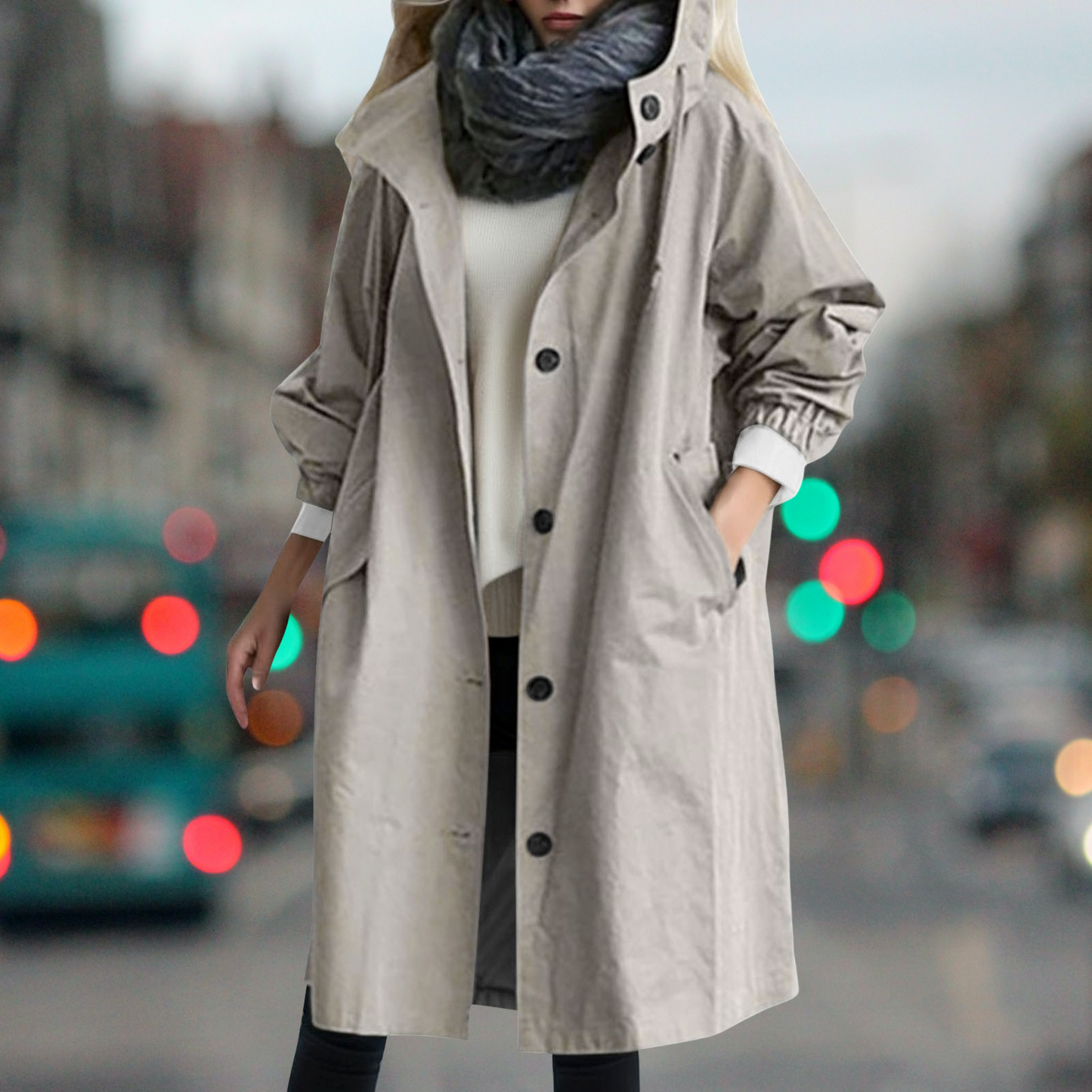 Damen Trenchcoat Wasserdicht Warm
