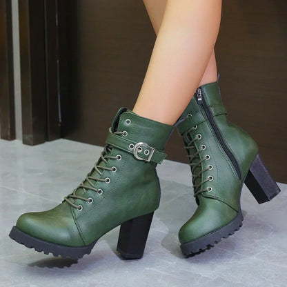Damen Schnürstiefeletten Schnalle