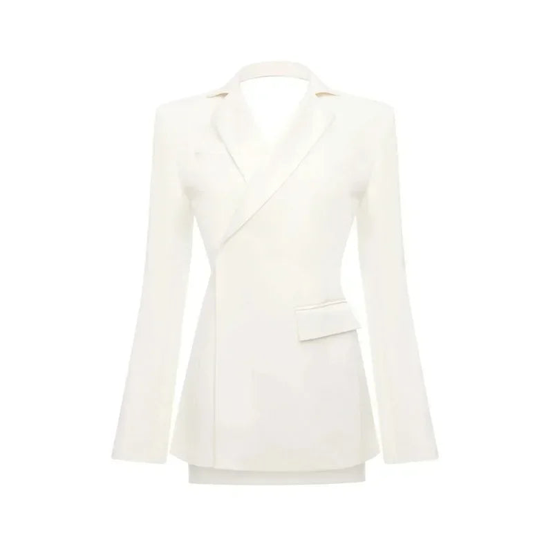 Damen Blazer Tailliert Offener Rücken