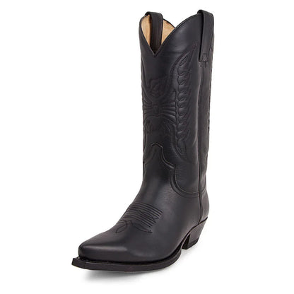 Damen Cowboystiefel Bestickt Leder Braun