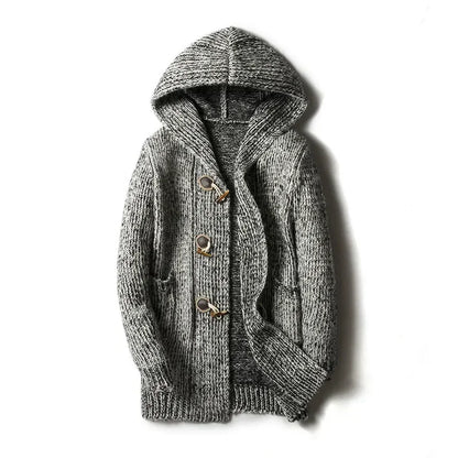 Herren Jacke Grobgestrickt mit Kapuze Winter