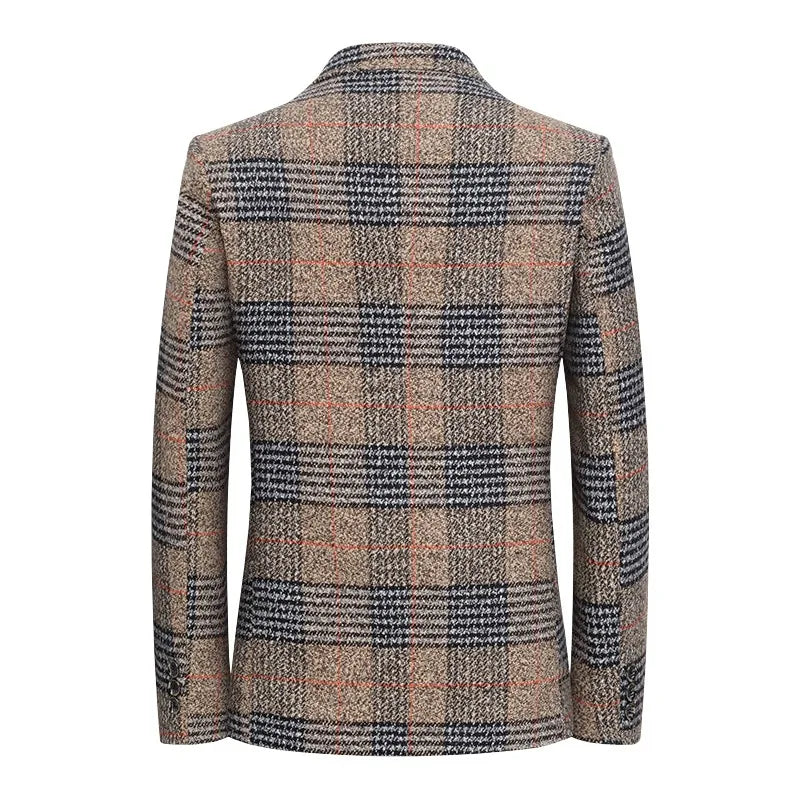 Herren Blazer Slim Fit Tweed Elegant dunkelgrau