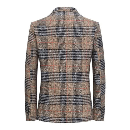 Herren Blazer Slim Fit Tweed Elegant dunkelgrau