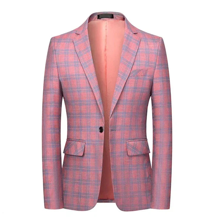 Damen Blazer Rosa Karo Elegantes Design - Norvielle