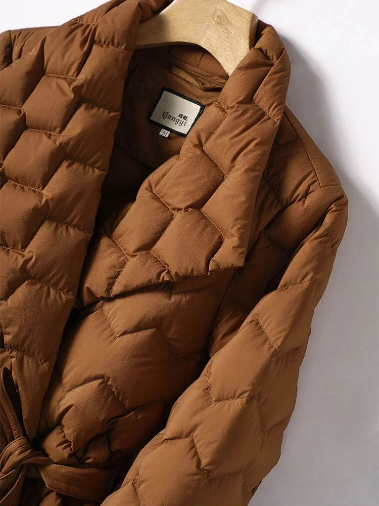 Damen Winterjacke Aurelia Pufferjacke mit Gürtel elegant casual
