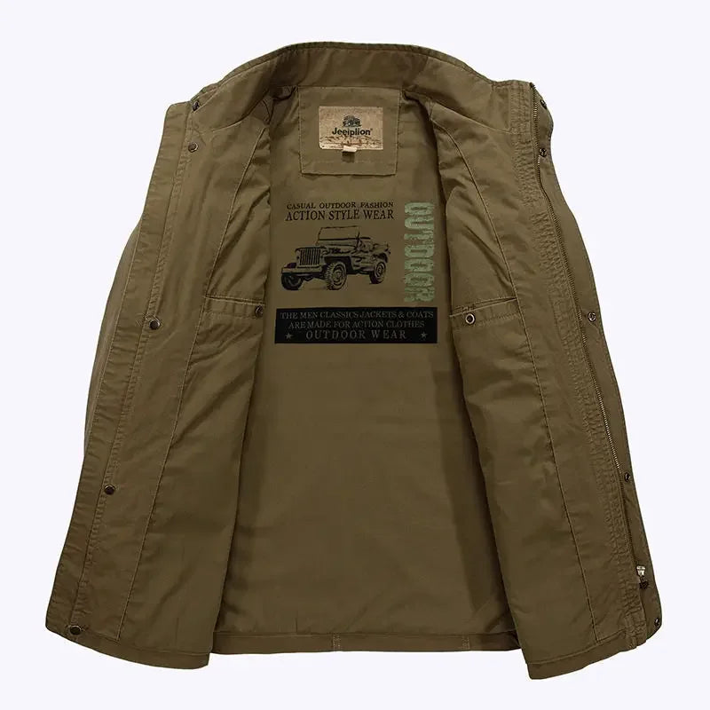 Herren Freizeitjacke Stehkragen Multitaschen Lässig Outdoor