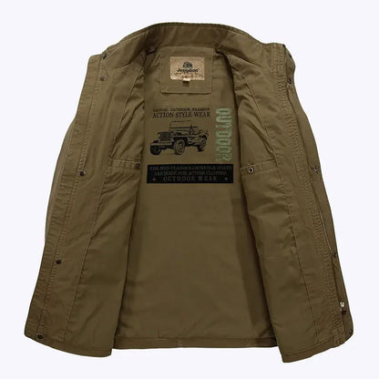 Herren Freizeitjacke Stehkragen Multitaschen Lässig Outdoor