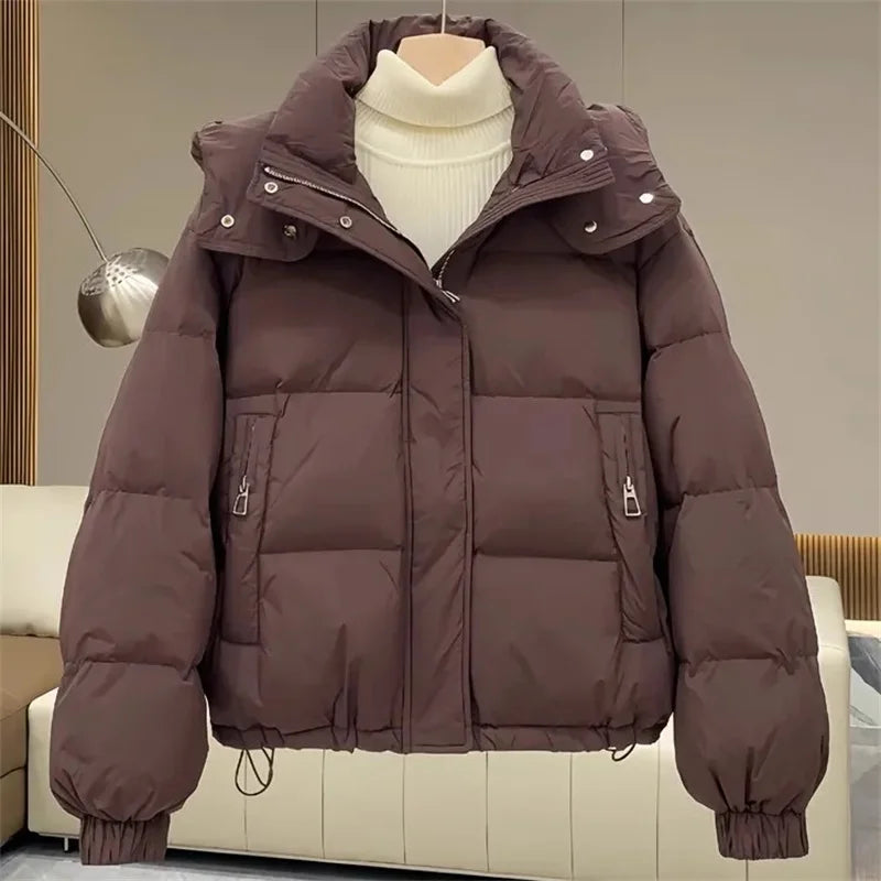 Damen Winterjacke Puffer Isoliert Schwarz - Norvielle
