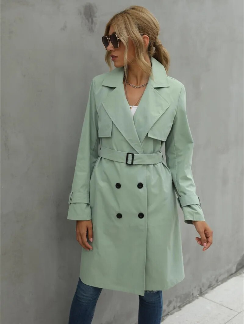 Damen Trenchcoat Stilvoll Wasserfest Schwarz - Norvielle